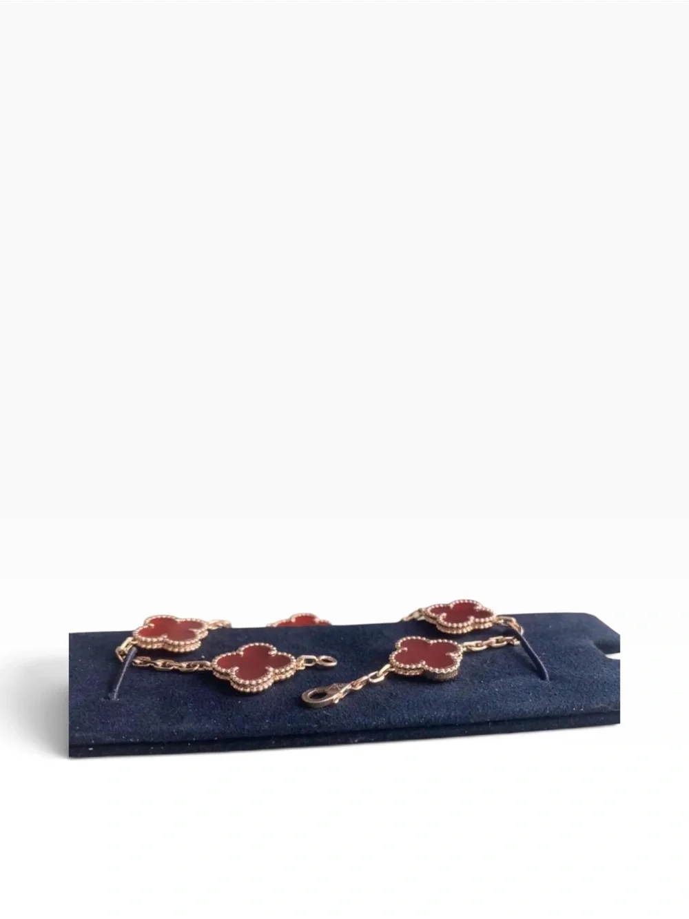 Van Cleef & Arpels Gold Bracelet with Deep Red Alhambra Motifs